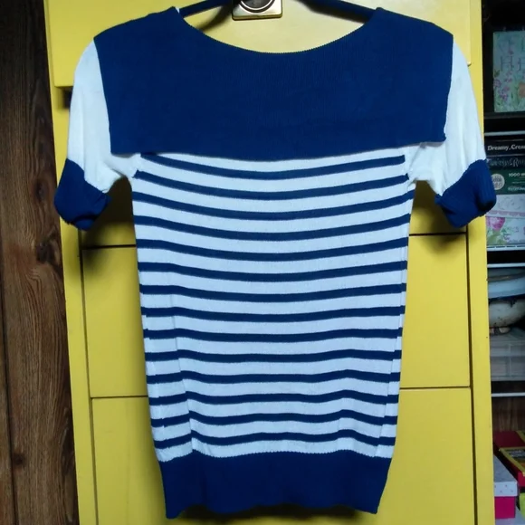 Hell Bunny Blue and White Striped Sailor Top⚓ - Picture 5 of 5